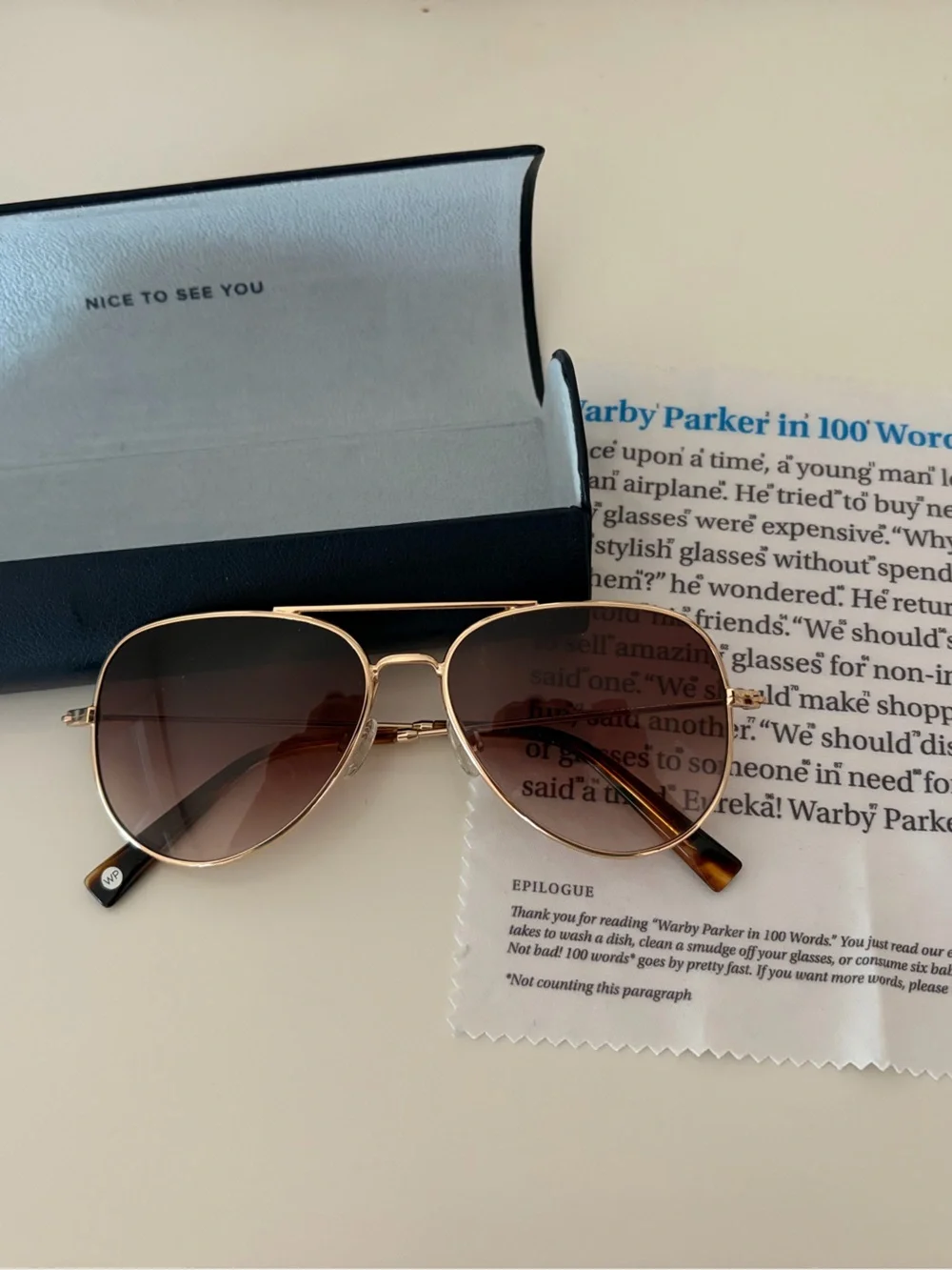 Warby Parker Aviator Sunglasses with Case